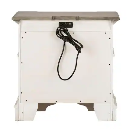 Front. Liberty Furniture Industries - Abbey Park 2 Drawer Night Stand w/ Charging Station in Antique White - White.
