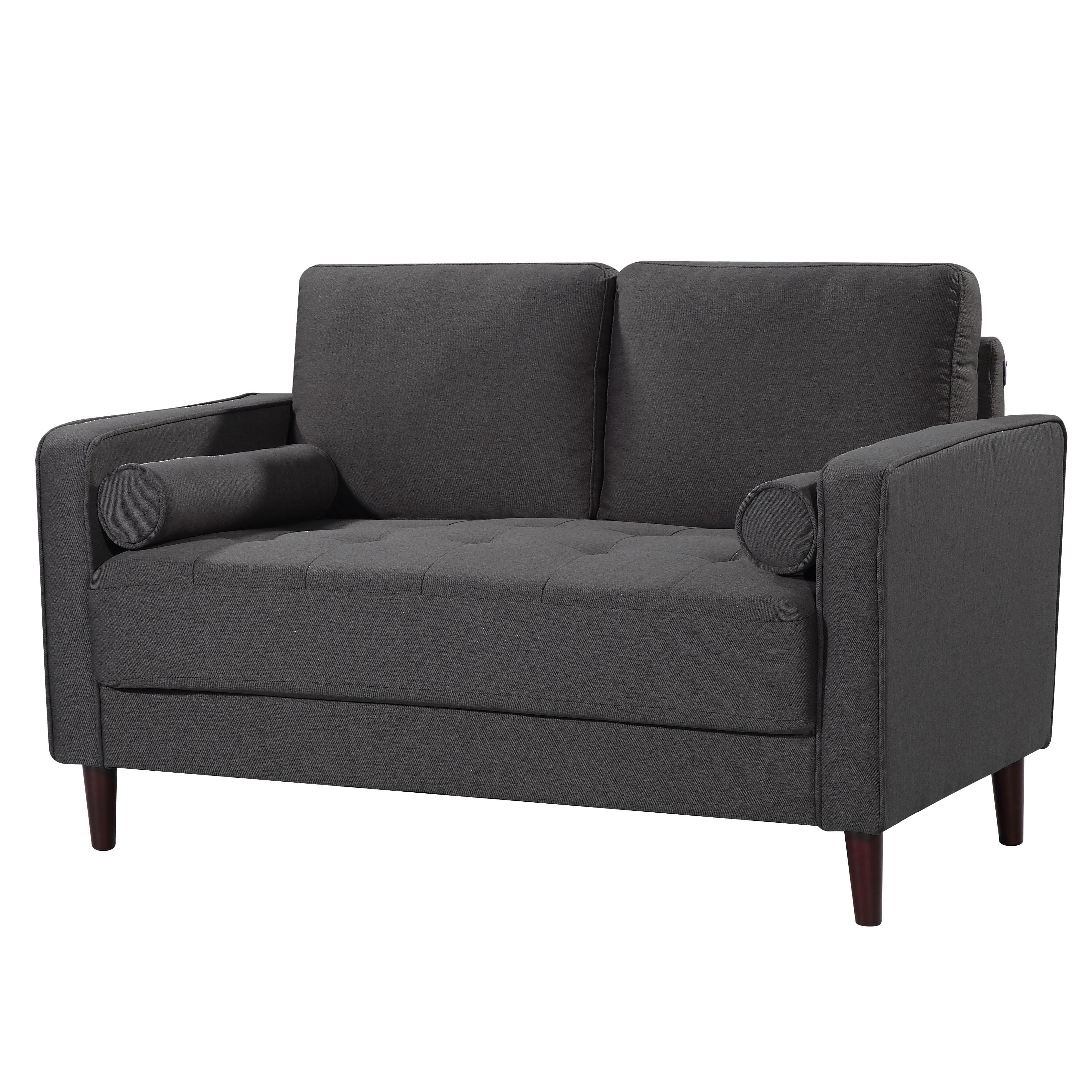 Lifestyle Solutions – Langford Loveseat with Upholstered Fabric and Eucalyptus Wood Frame – Heather Grey Sansujyuku sansujyuku.com