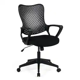 Costway - 1 PCS Ergonomic Office Chair with Armrests, Padded Cushion & Butterfly Backrest for Study - Black