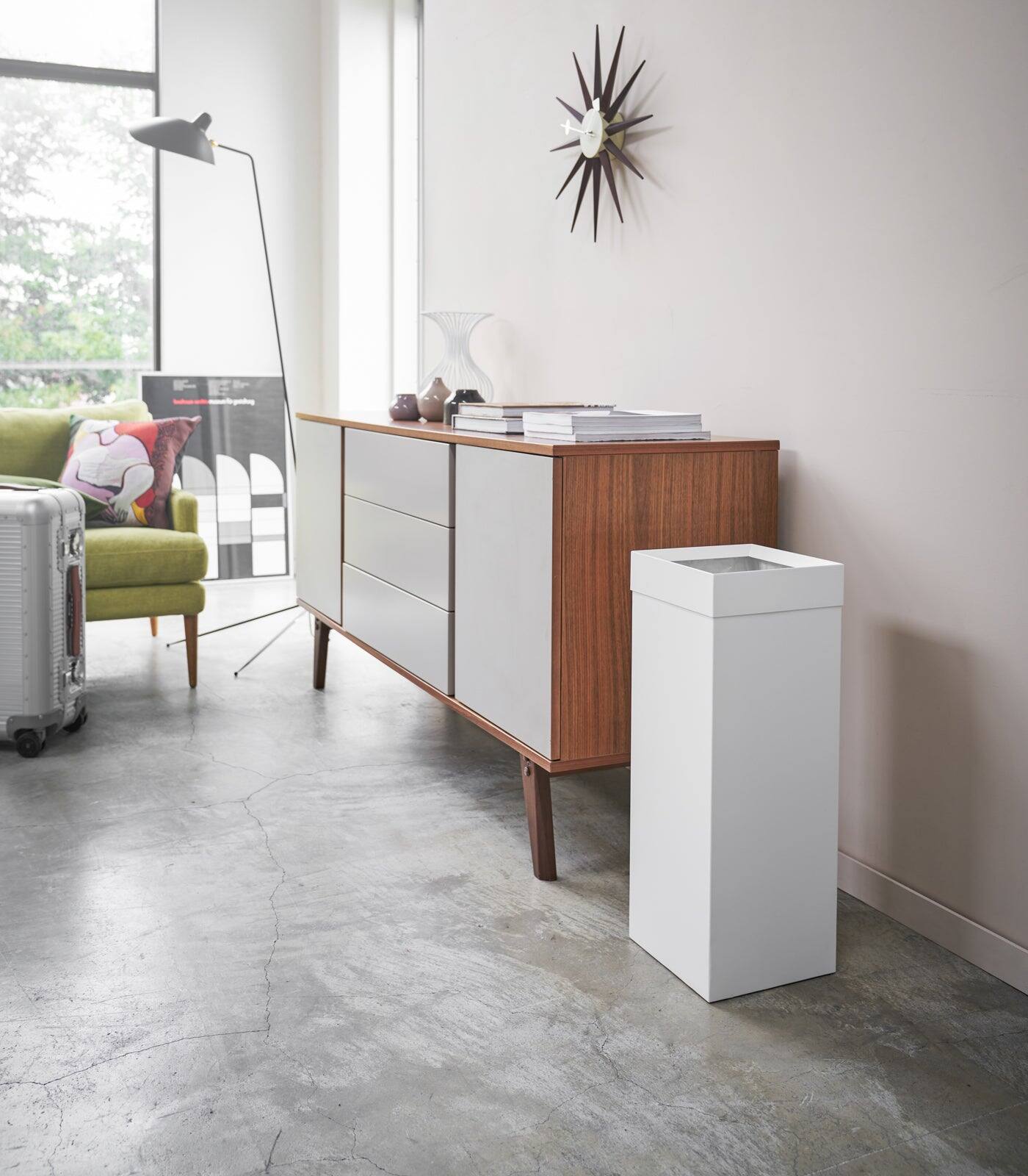 Alt View 1. Yamazaki Home - Trash Can - Steel - White.