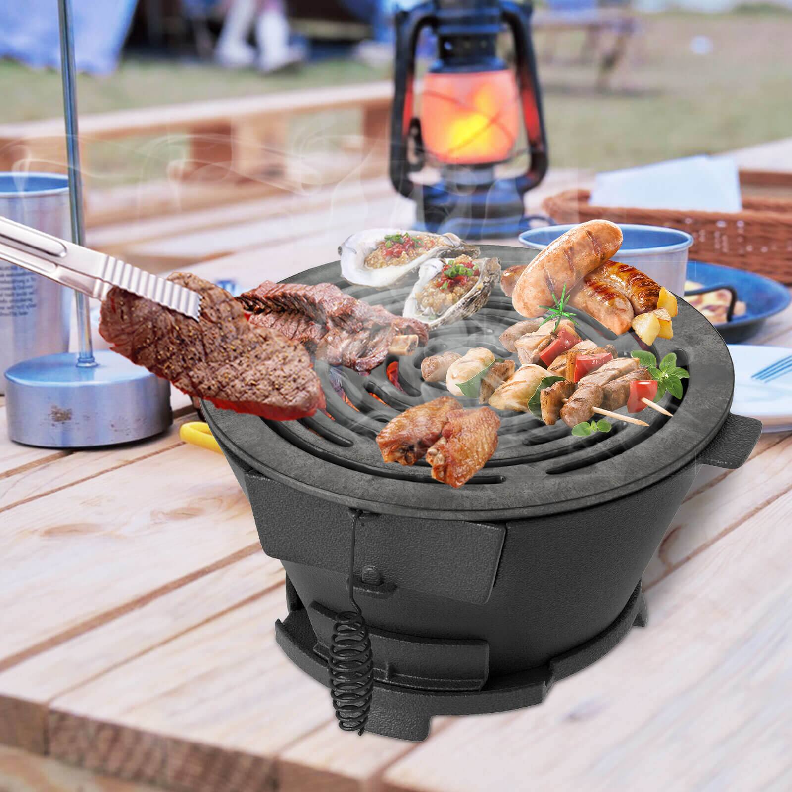 Alt View 1. Costway - Costway Round Hibachi Grill with 12" Double-Sided Grate Air Regulating Door & Fire Gate - Black.