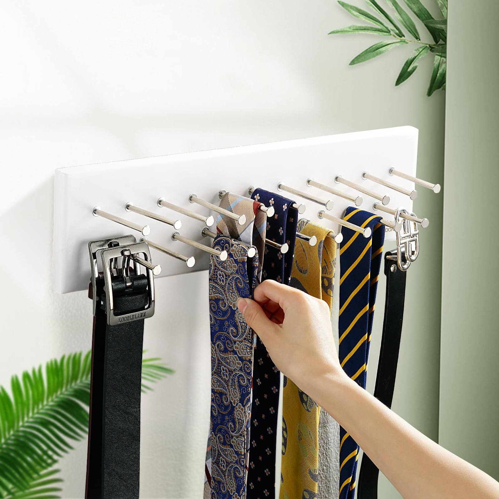 Alt View 3. Dazzling Pops - TreeHouse London Tie Rack Organizer Holds 40 Ties Solid Wood Sturdy Metal Storage Holder for Closet ... - Walnut Tie Rack.