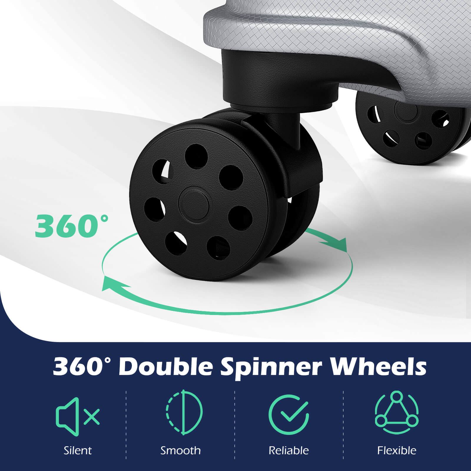 360° Double Spinner Wheels  
Silent, Smooth, Reliable, Flexible