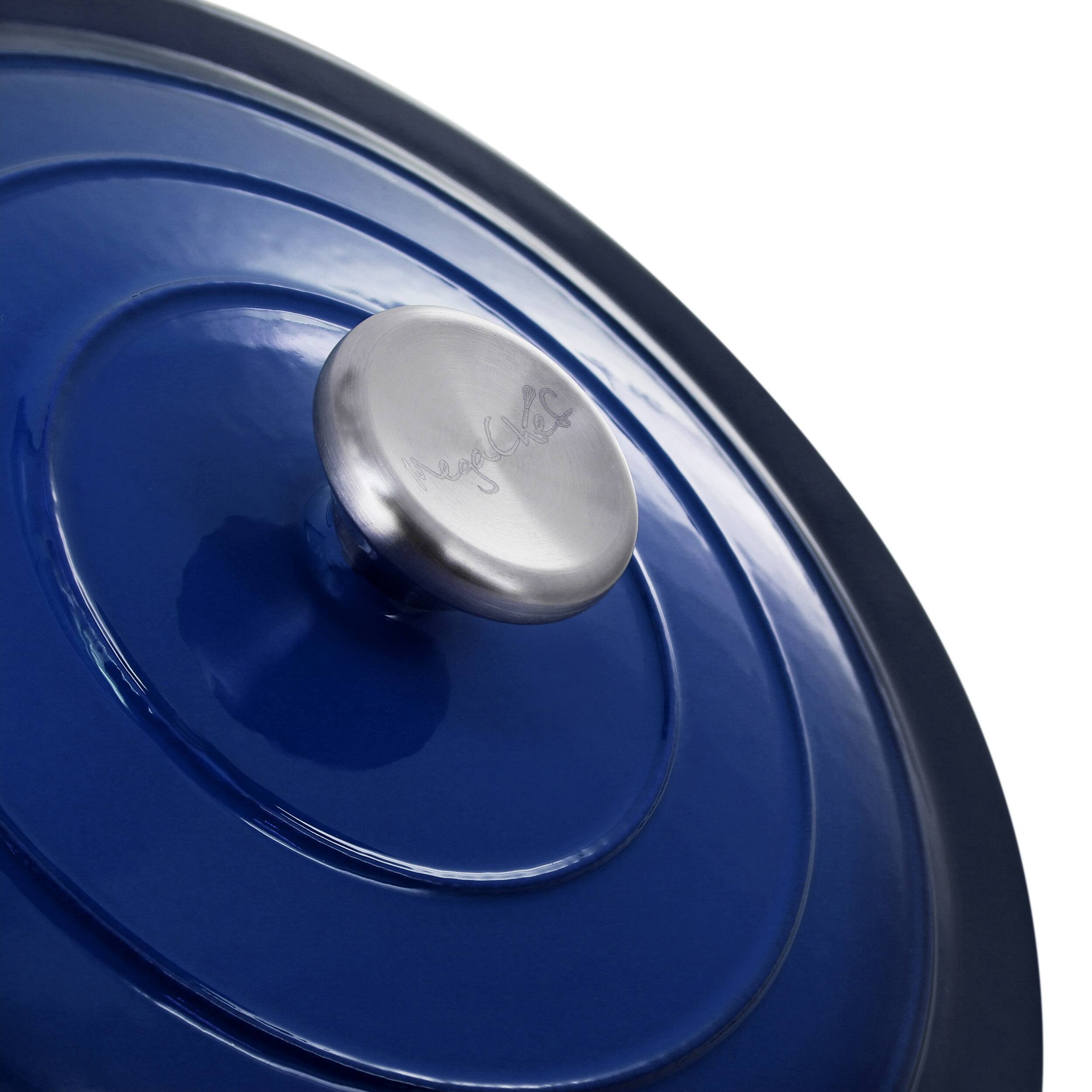 Alt View 3. Mega Chef - MegaChef 2.7 Quart Round Enameled Cast Iron Casserole in Gradient Dark Blue - Dark Blue.
