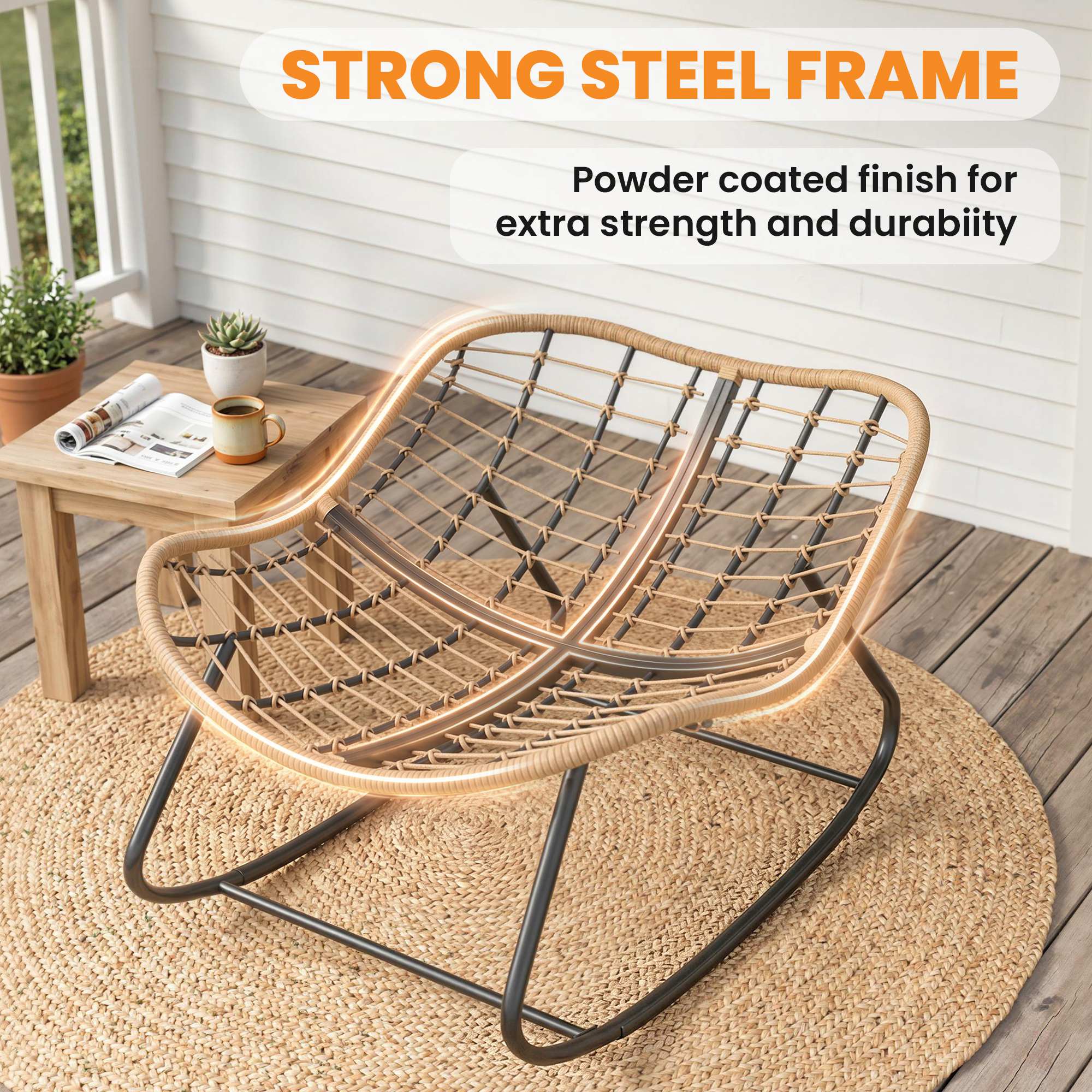 STRONG STEEL FRAME  
Powder coated finish for extra strength and durability