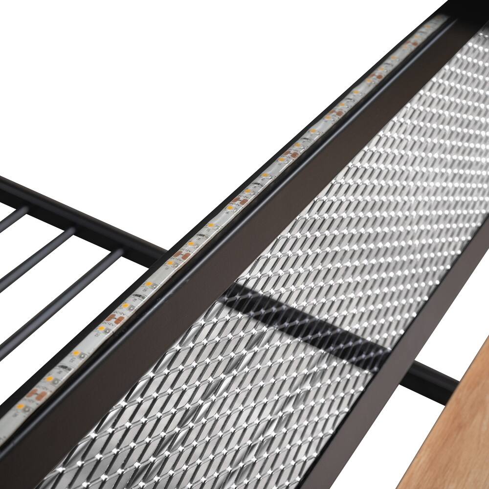 Alt View 10. Loheer - Loheer Full Size Metal Bunk Bed with Built-in Desk, Light and 2 Drawers, Black - Black.