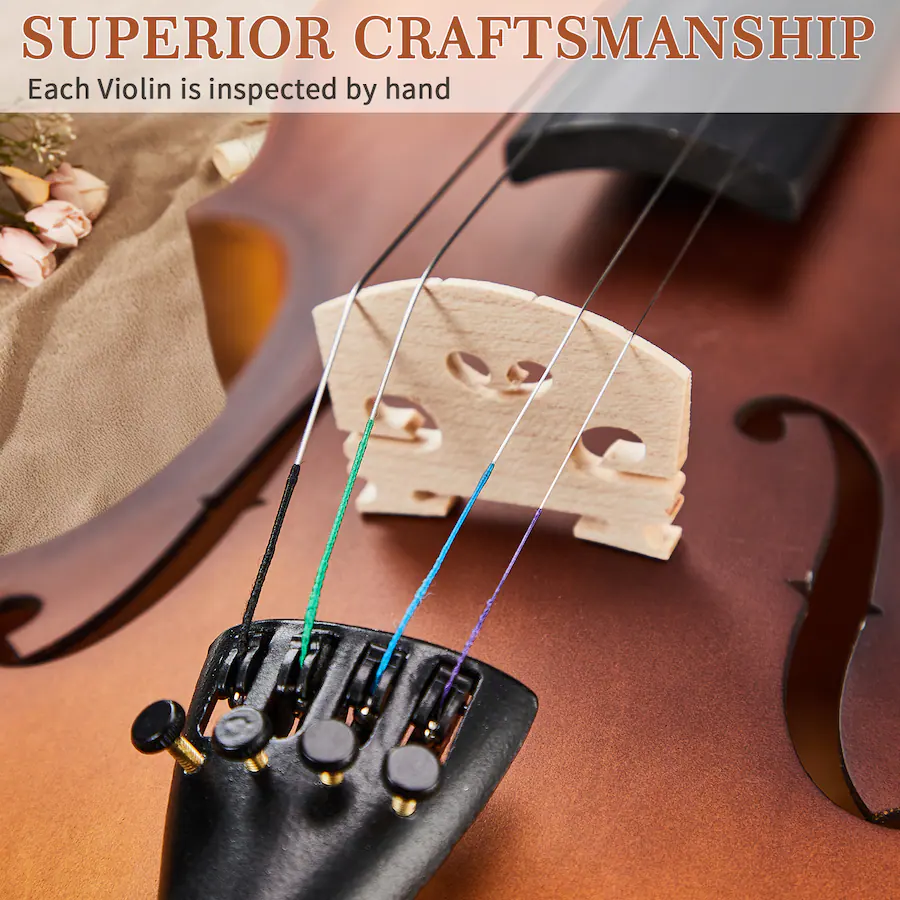 Volin Bridge Winado 4/4 Violin, Full Size Acoustic Fiddle,Beginner Kit with Hard ...
