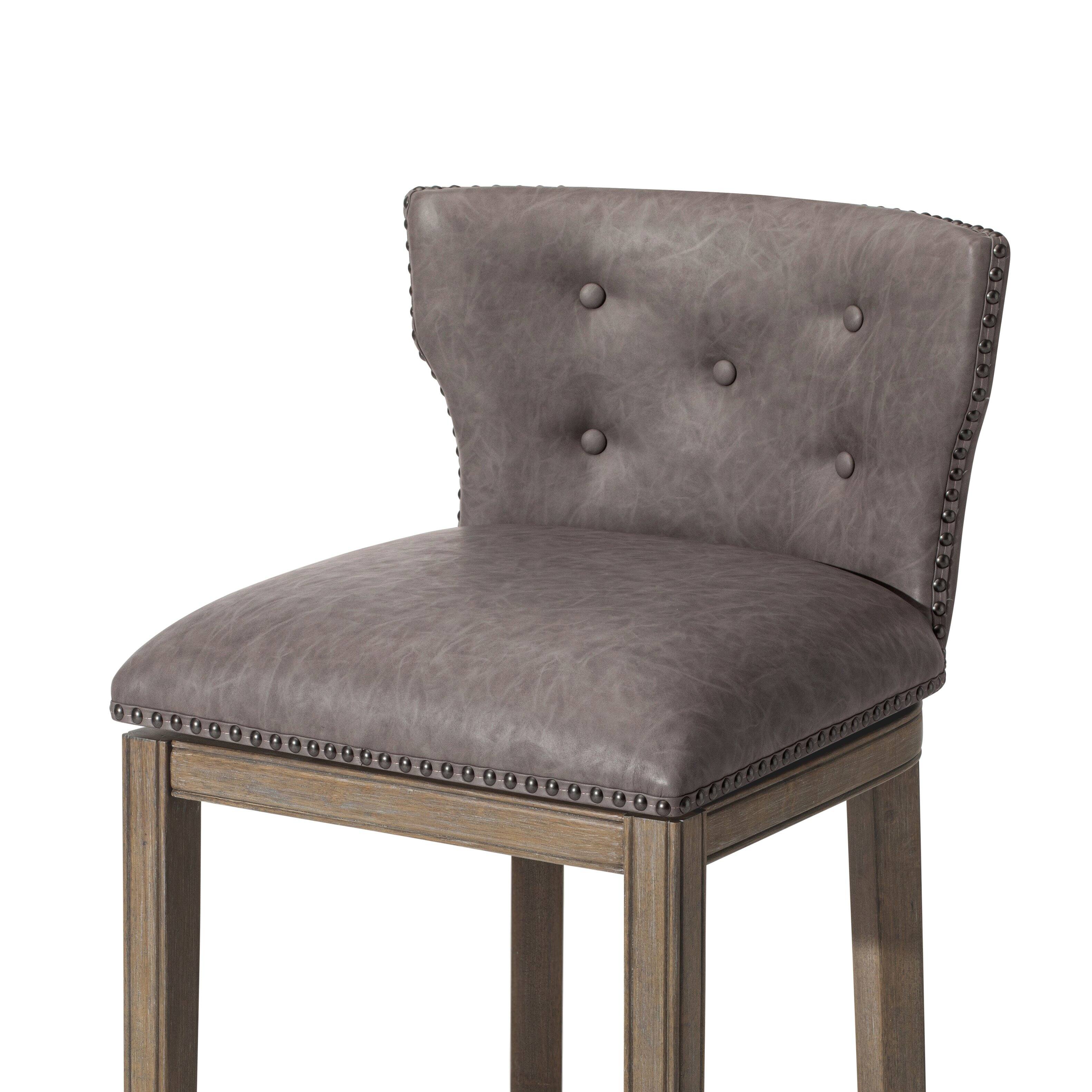 Left. Maven Lane - 31" Hugo Bar Stool in Reclaimed Oak Finish with Vegan Leather - Reclaimed Oak.