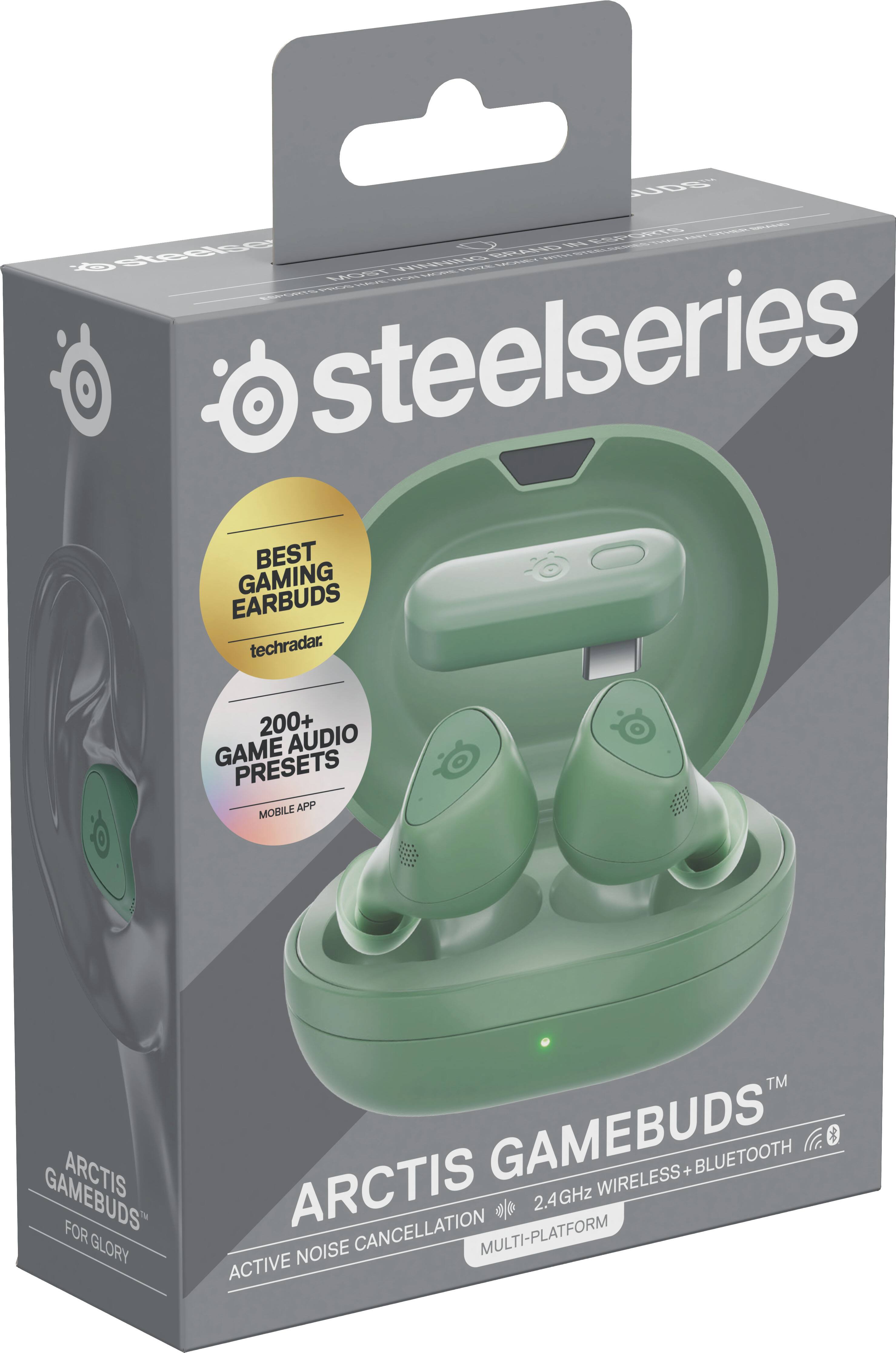 UDS" IN ESPORTS steelseries BEST GAMING EARBUDS techradar.  
200+ GAME AUDIO PRESETS MOBILE APP  
GAMEBUDS ARCTIS FOR GLORY  
ARCTIS GAMEBUDS WIRELESS- + BLUETOOTH 2.4GHz NOISE CANCELLATION MULTI-PLATFORM ACTIVE