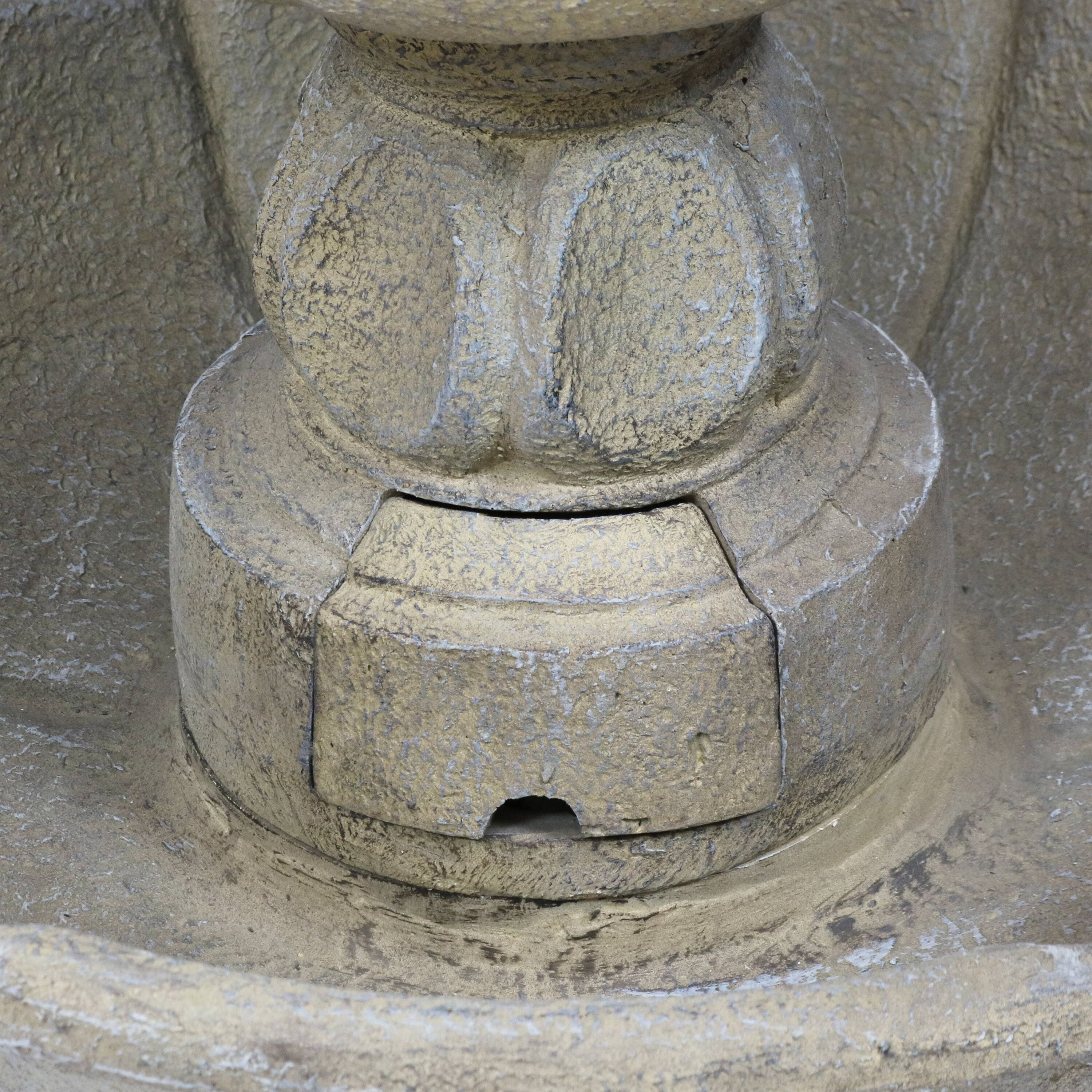 Alt View 10. Sunnydaze - Birds' Delight Fiberglass Outdoor 3-Tier Water Fountain - Light Brown.