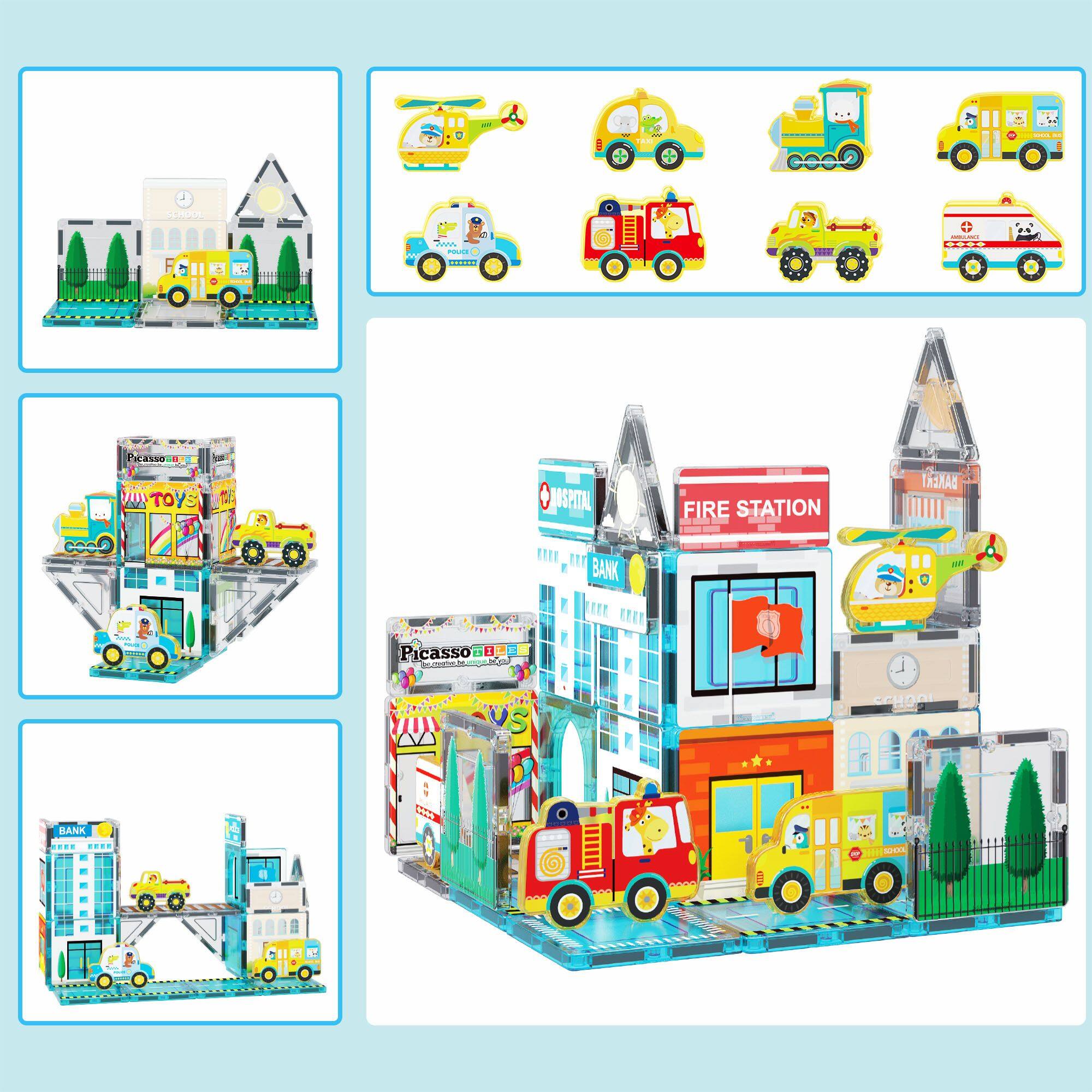 Pacasso Toys, Fire Station, Bank, School, Hospital