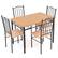Front. Costway - 5 PCS Dining Set Wood Metal 30" Table & 4 Chairs Upholstered Kitchen Breakfast Furniture - Brown, Black and Natural.