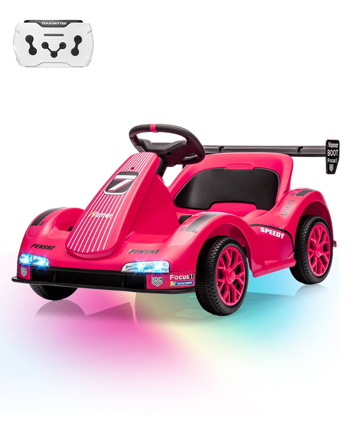 GARVEE - Kids Ride on Go Kart Electric Ride on Drift Car with Remote Control LED Lights Safety Belt 2 Mph Max Speed Ride on - Pink