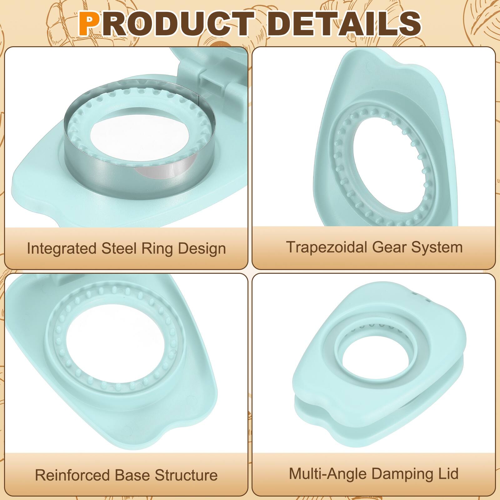 PRODUCT DETAILS

- Integrated Steel Ring Design
- Trapezoidal Gear System
- Reinforced Base Structure
- Multi-Angle Damping Lid