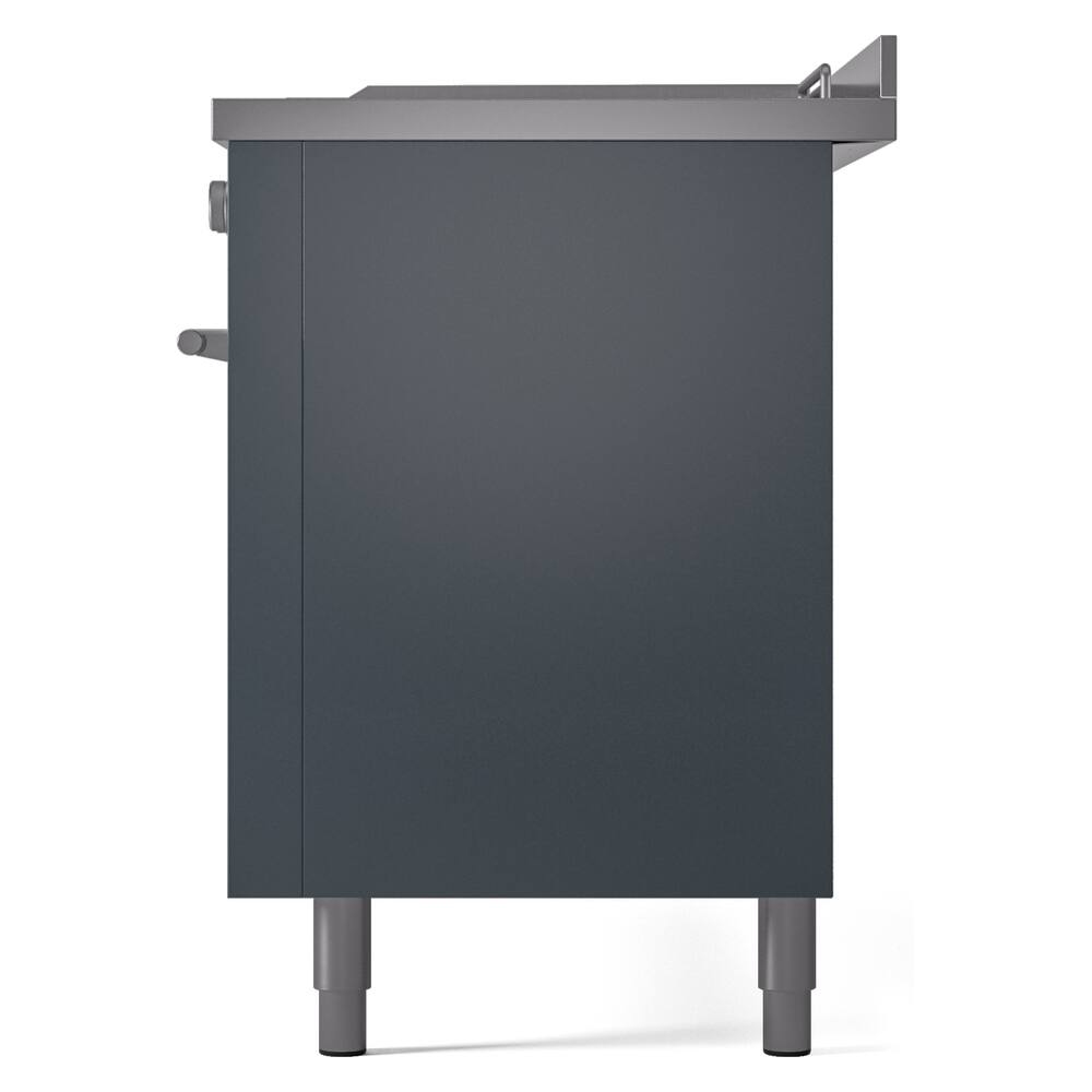 Alt View 9. ILVE - ILVE Professional Plus II Series 60 in. Dual Fuel Range with 7 Sealed Burners + Griddle (Liquid Propane, Satin Trim) - Blue Grey.