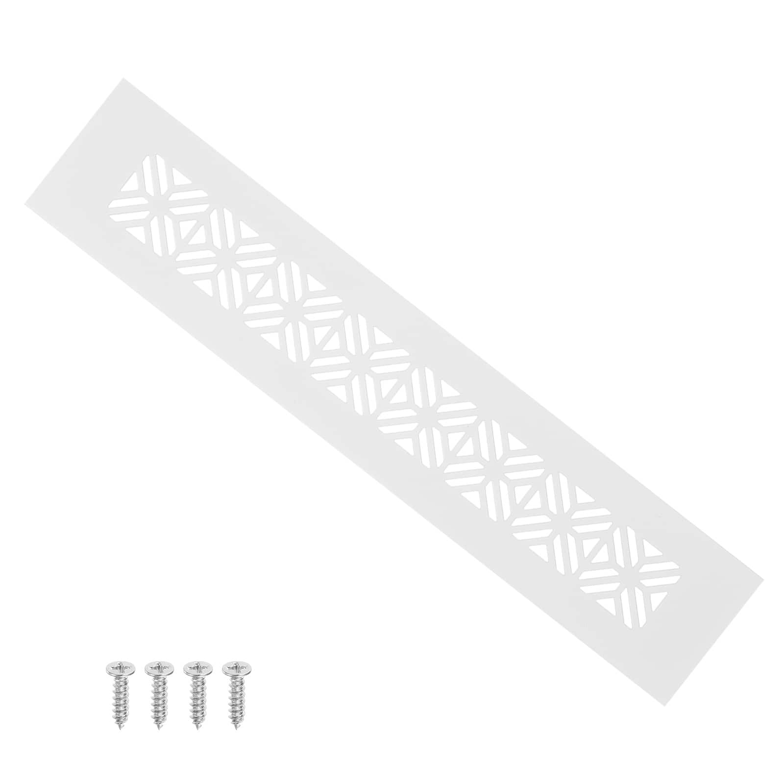 Unique Bargains - 10"x2" Door Air Vent Cover, Heavy Duty Aluminum Alloy Grille Louvered with Mounting Screws for Cabinet Wardrobe - White