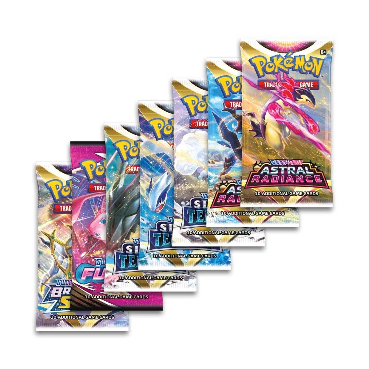 6+ Pokémon TRADING GAME  
SWORD & SHIELD  
ASTRAL RADIANCE  
10 ADDITIONAL GAME CARDS  
10 ADDITIONAL GAME CARDS  
10 ADDITIONAL GAME CARDS  
10 ADDITIONAL GAME CARDS  
10 ADDITIONAL GAME CARDS