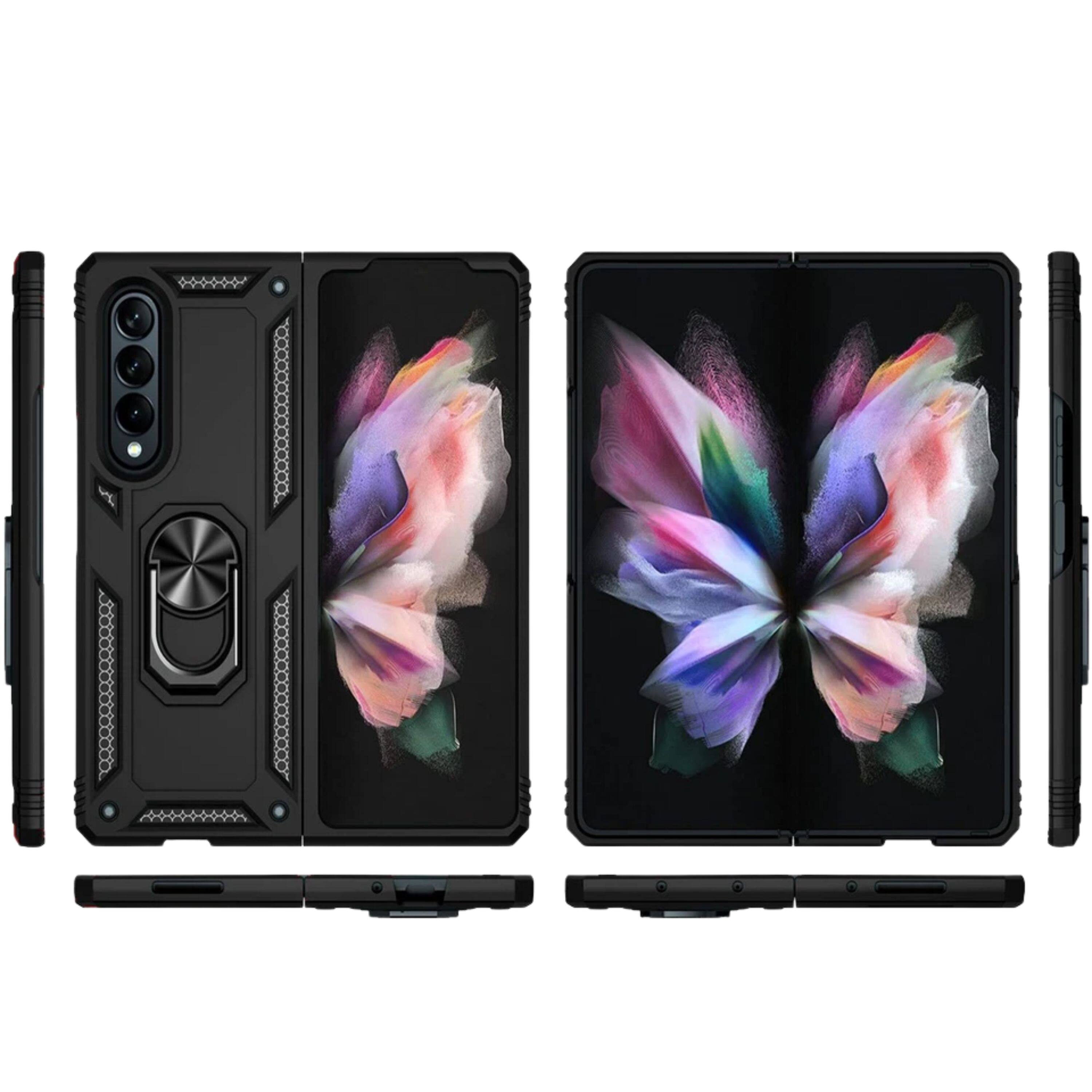 Angle. Kitcheniva - Phone Cover Shockproof Foldable Kickstand For Samsung Galaxy Z Fold 4 Black - Black.