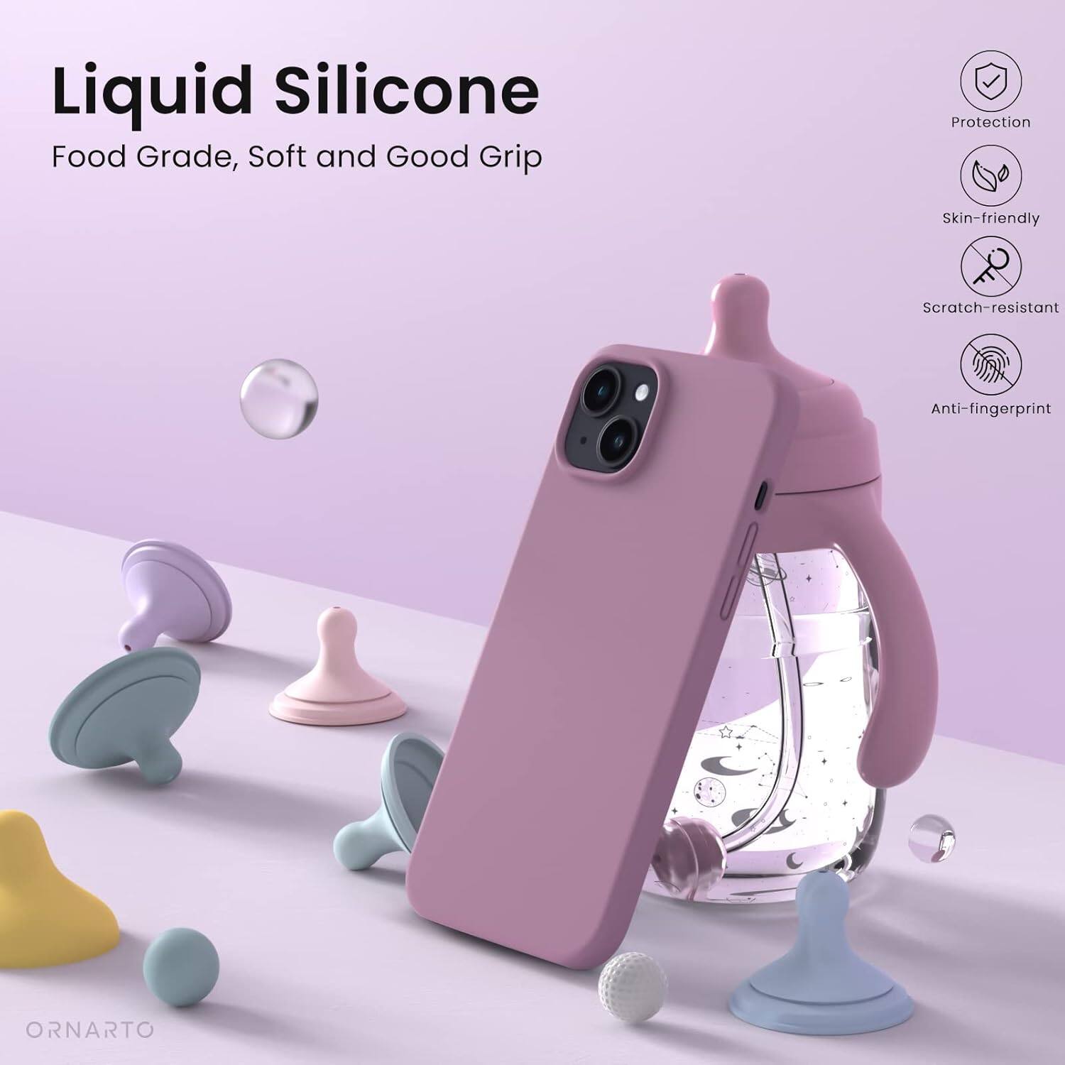 Liquid Silicone, Food Grade, Soft and Good Grip, Protection, Skin-friendly, Scratch-resistant, Anti-fingerprint, ORNARTO