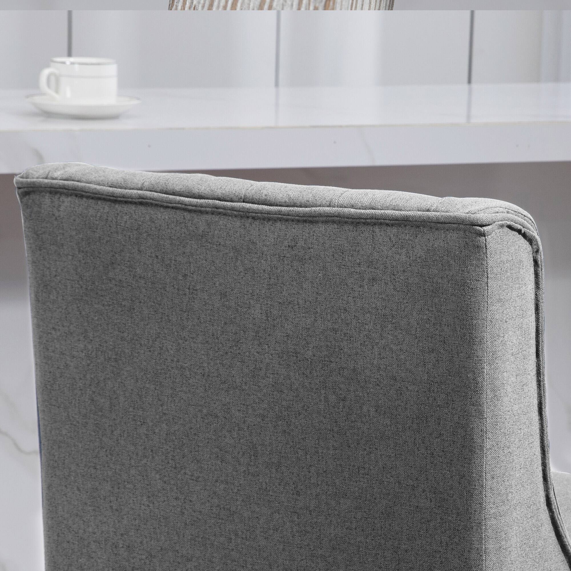 Alt View 8. Homcom - Bar Height Bar Stools Set of 2 (27"H Seat), 180° Swivel Stools with Solid Wood Footrests & Button Tufted Design - gray.