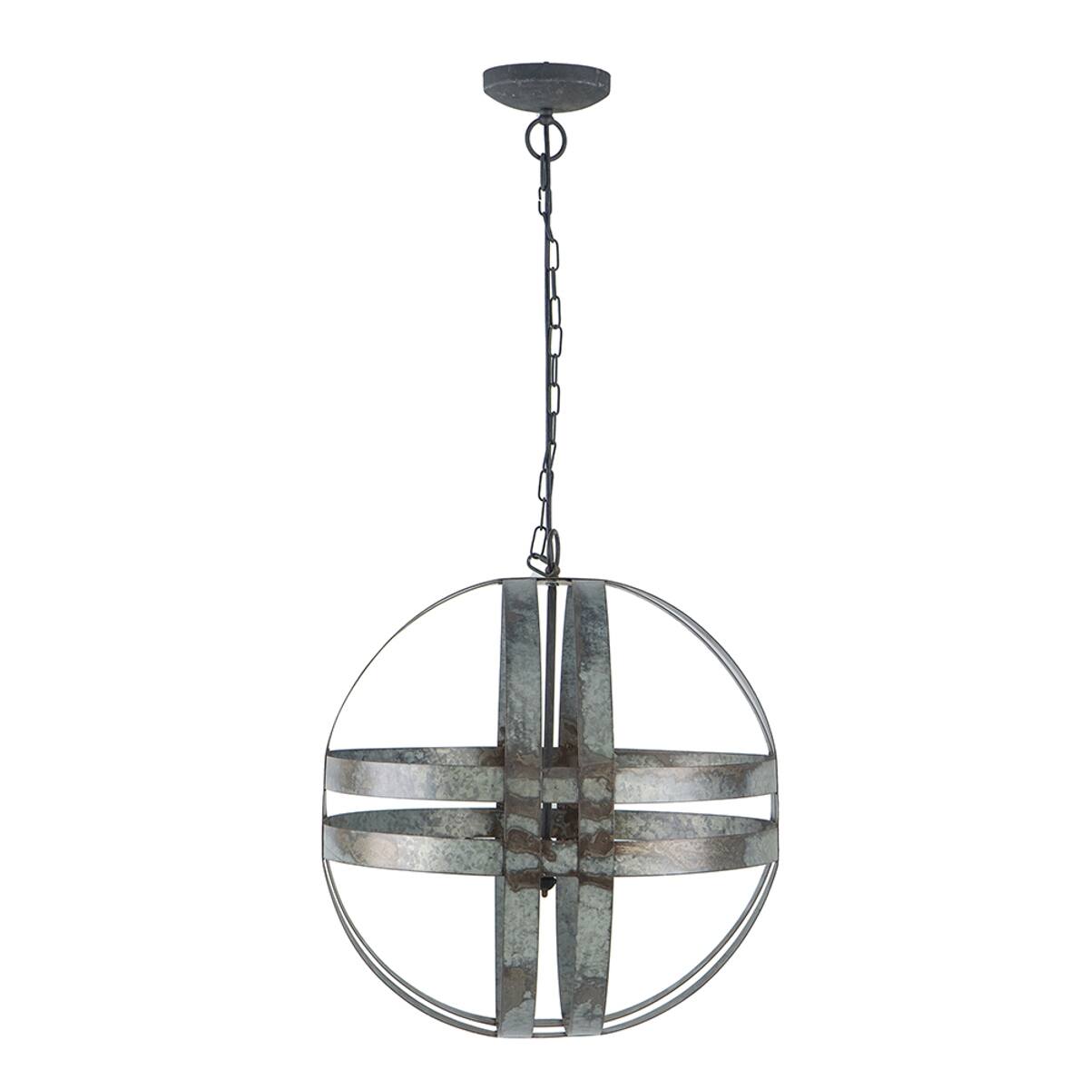 Alt View 3. Loheer - Loheer 4-Light Galvanized Steel Chandelier with Adjustable Chain, Antique Silver.