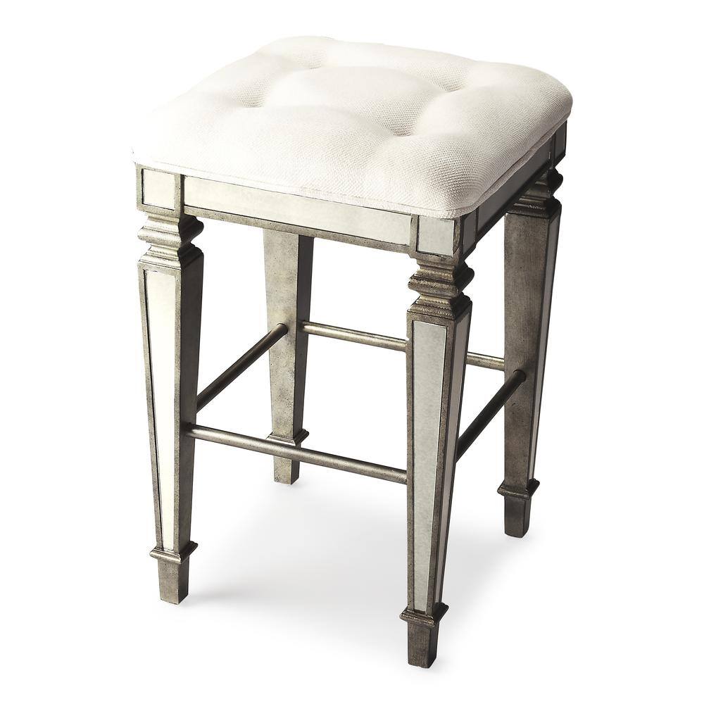 Angle. Butler Specialty - Celeste Mirrored 30" Bar Stool - Silver.