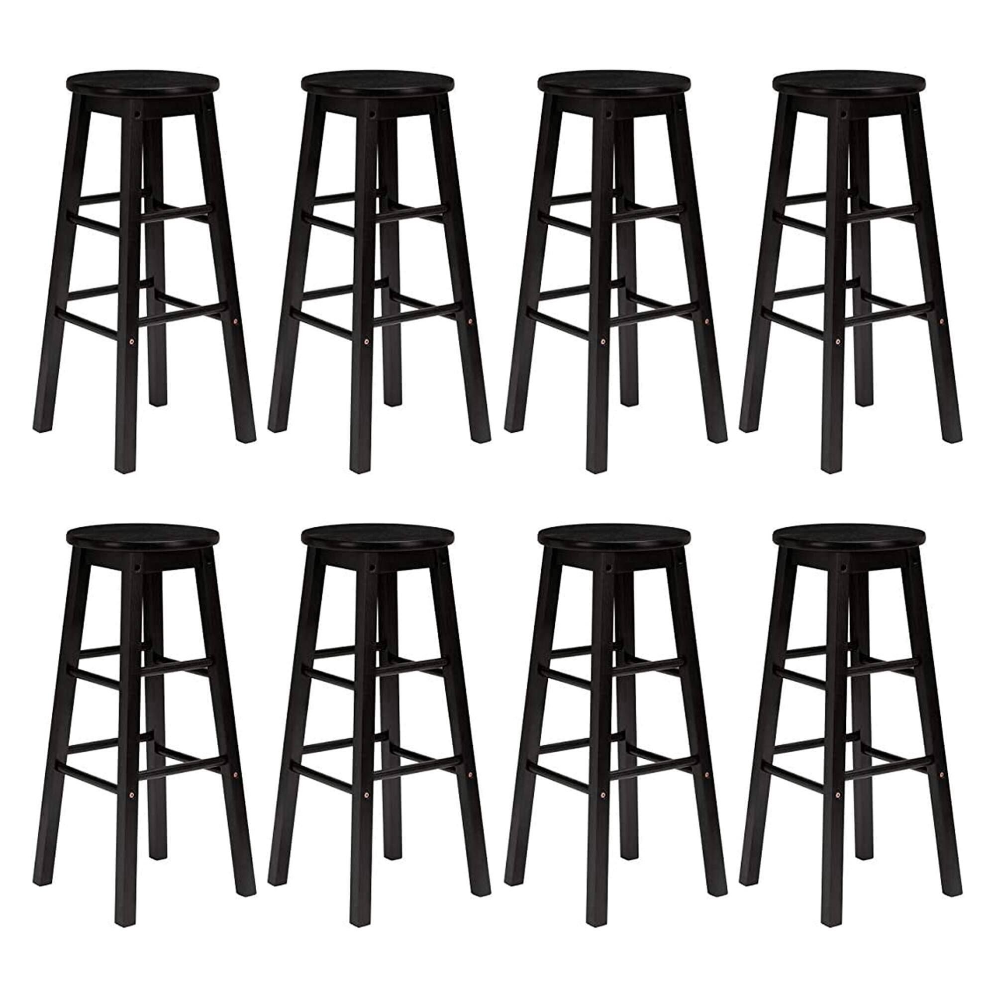 Front. PJ Wood - PJ Wood Classic Round Seat 24 Inch Kitchen and Counter Stools, Black (8 Pack) - Black.