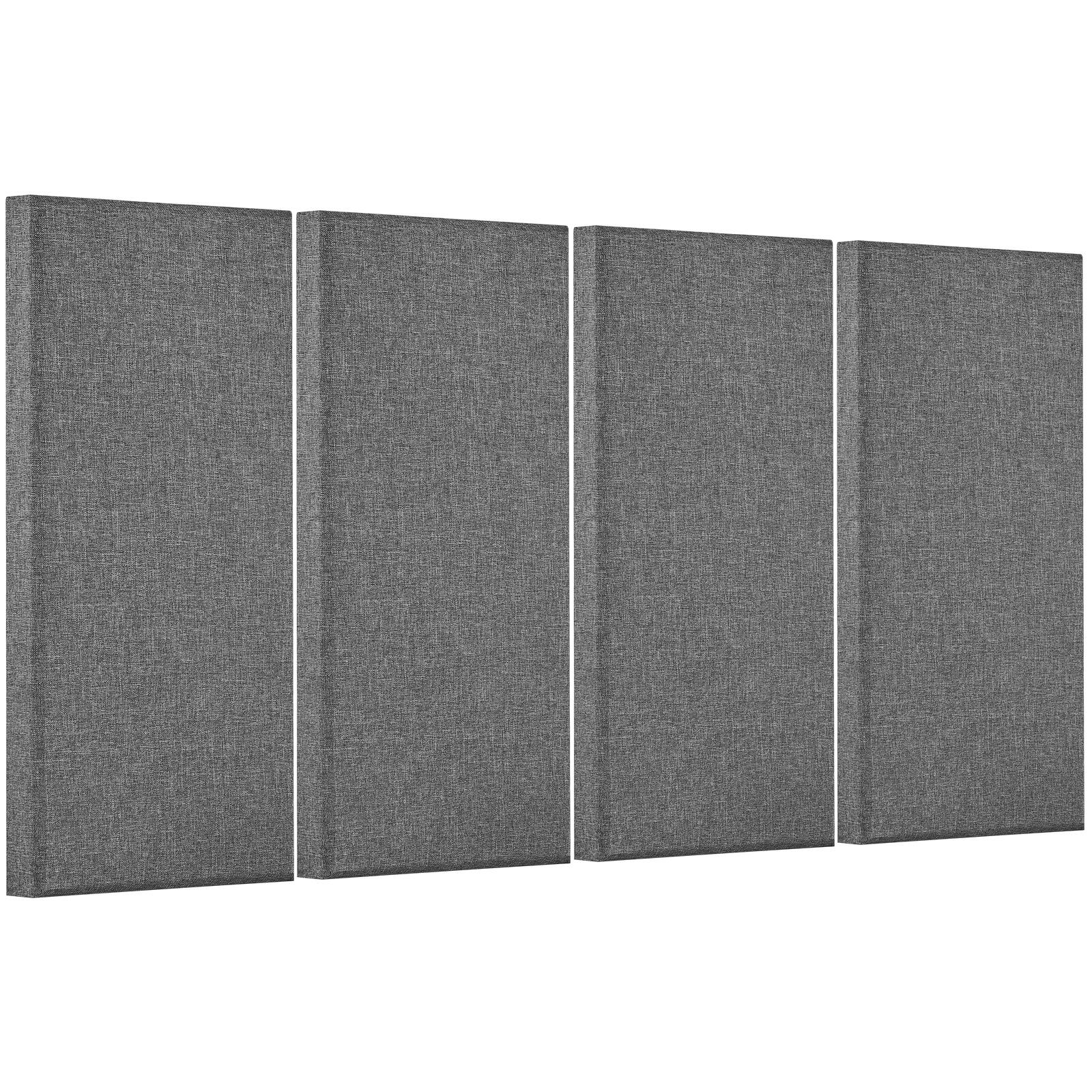Alt View 5. VEVOR - 4 PCS Acoustic Panels, 2 inch Thick 23.6 x 11.8 inch Fiberglass Sound Absorbing Panels, Self-adhesive Soundproof Wall - Gray.
