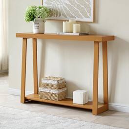 Kings Brand Furniture - Emma Narrow Console Table with Lower Shelf - Dark Yellow 702