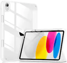 Front. DTTO - Case for iPad (A16) 11-inch 2025 and iPad 10th Generation 10.9 Inch 2022, Clear Back and TPU Shockproof Frame Cover - White.