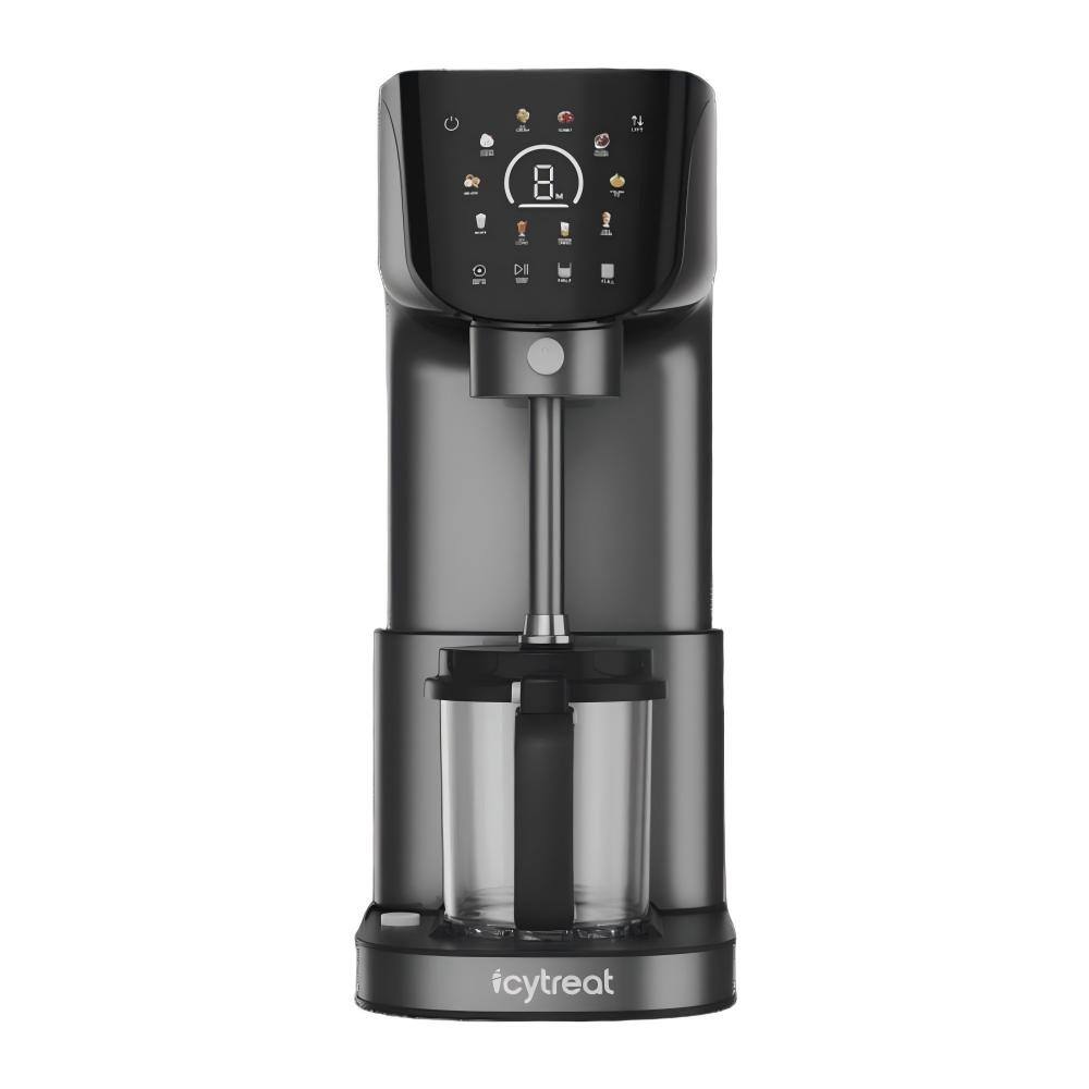 Front. Jeremy Cass - 10-in-1 19.2 oz Ice Cream & Frozen Treat Maker with 2 Deluxe Pints with Storage Lids & LCD - Grey Painted Stainless Steel.