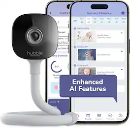 Hubble Connected - GoBaby AI— Baby Monitor Camera w/ Covered Face & Rollover Alert, True Cry Detection, Sleep Trainer & More - HB585AIBU
