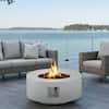 Front. U-HOMY - Round Propane Fire Pit Set with Side Cabinet – Outdoor Patio Heating for Backyard - Table.