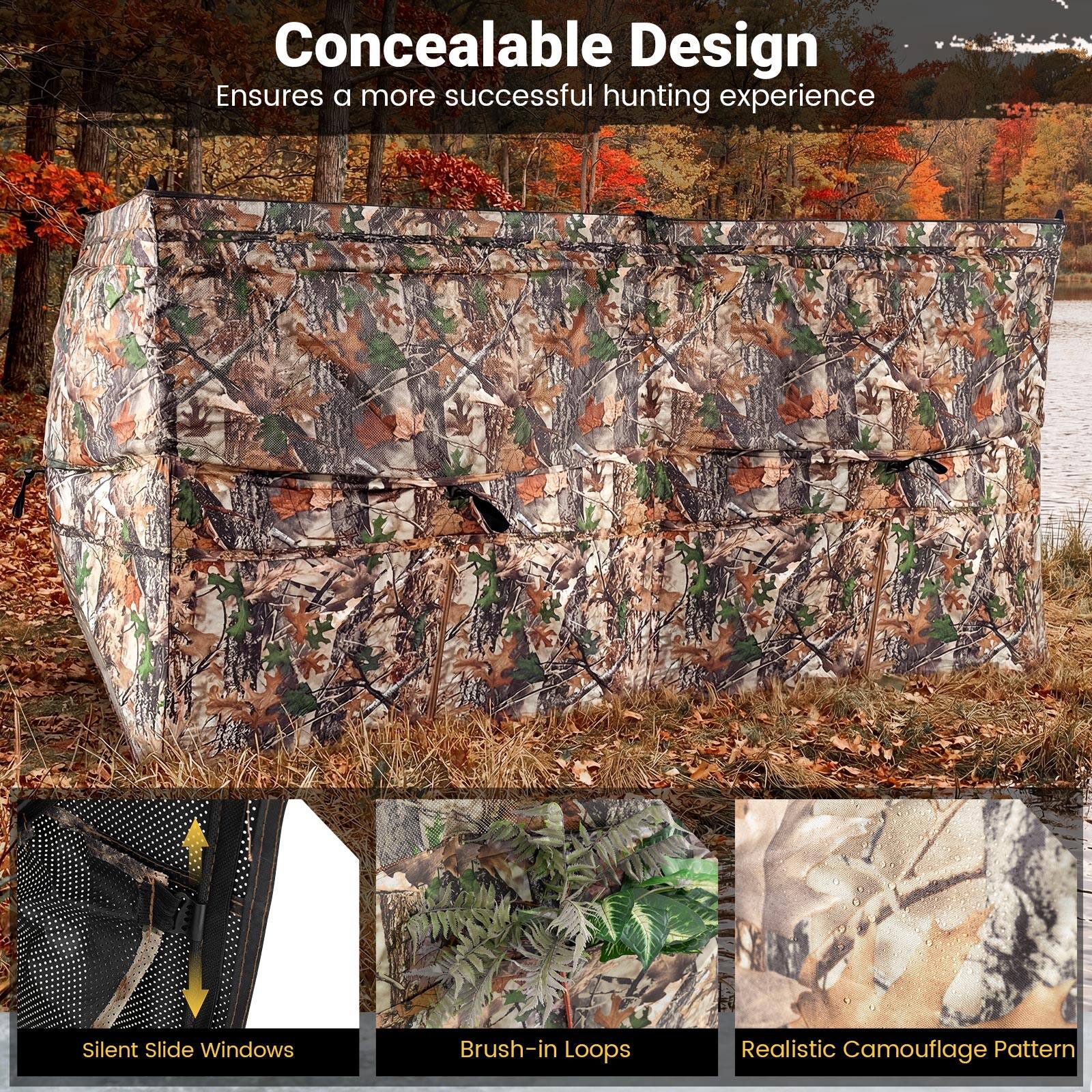 Concealable Design  
Ensures a more successful hunting experience  

Silent Slide Windows  
Brush-in Loops  
Realistic Camouflage Pattern
