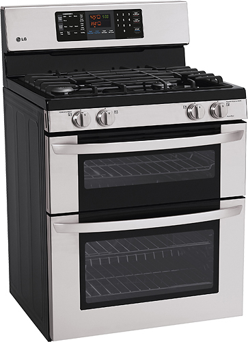 LG LDG3017ST 30 Inch Freestanding Gas Double Oven Range with 5 Sealed  Burners, SuperBoil Burner, 6.1 cu. ft. Total Capacity, Griddle, EvenJet  Convection System, Infrared Grill System, WideView Window and Brilliant  Blue Interior