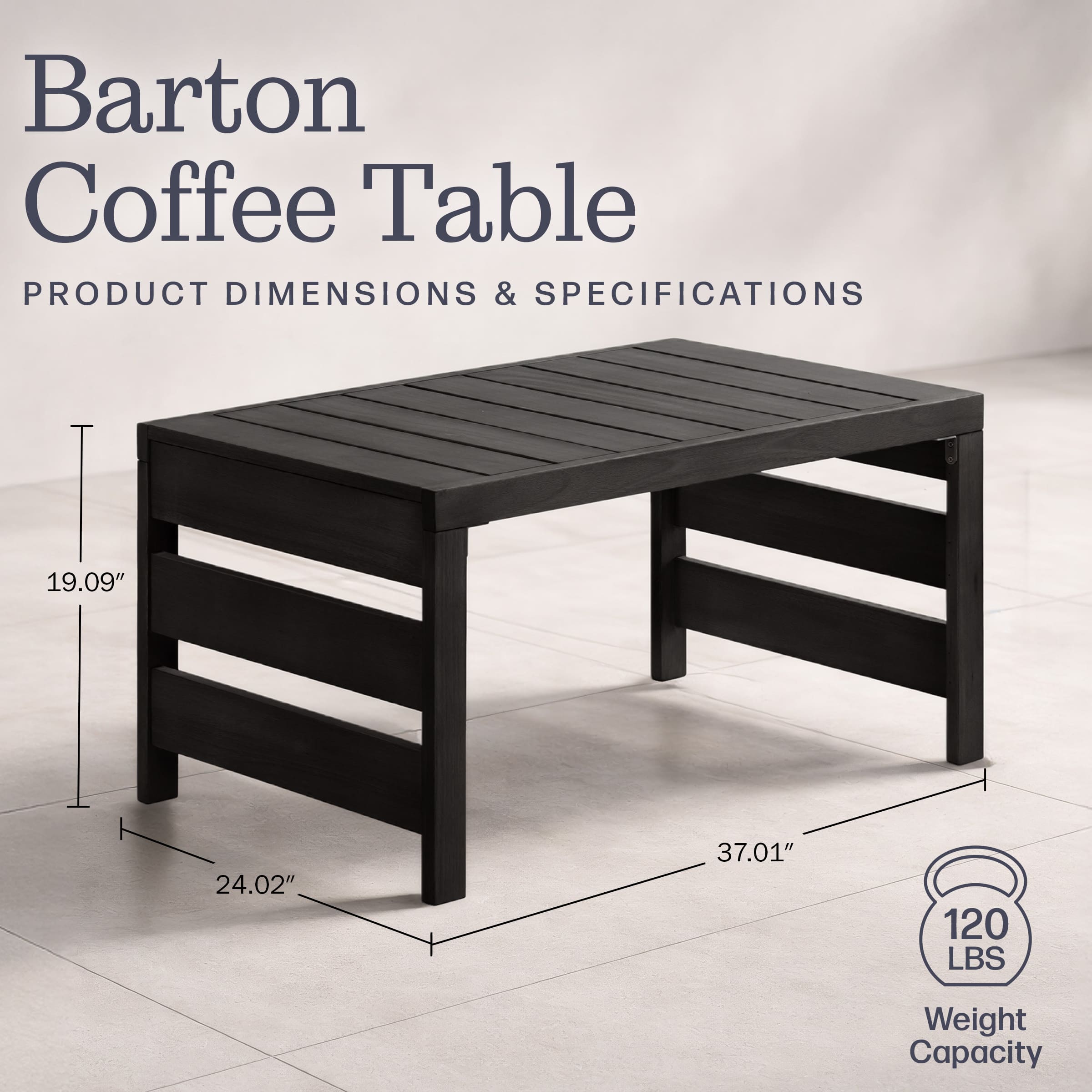 Alaterre Furniture Barton Outdoor Coffee Table Weather Resistant