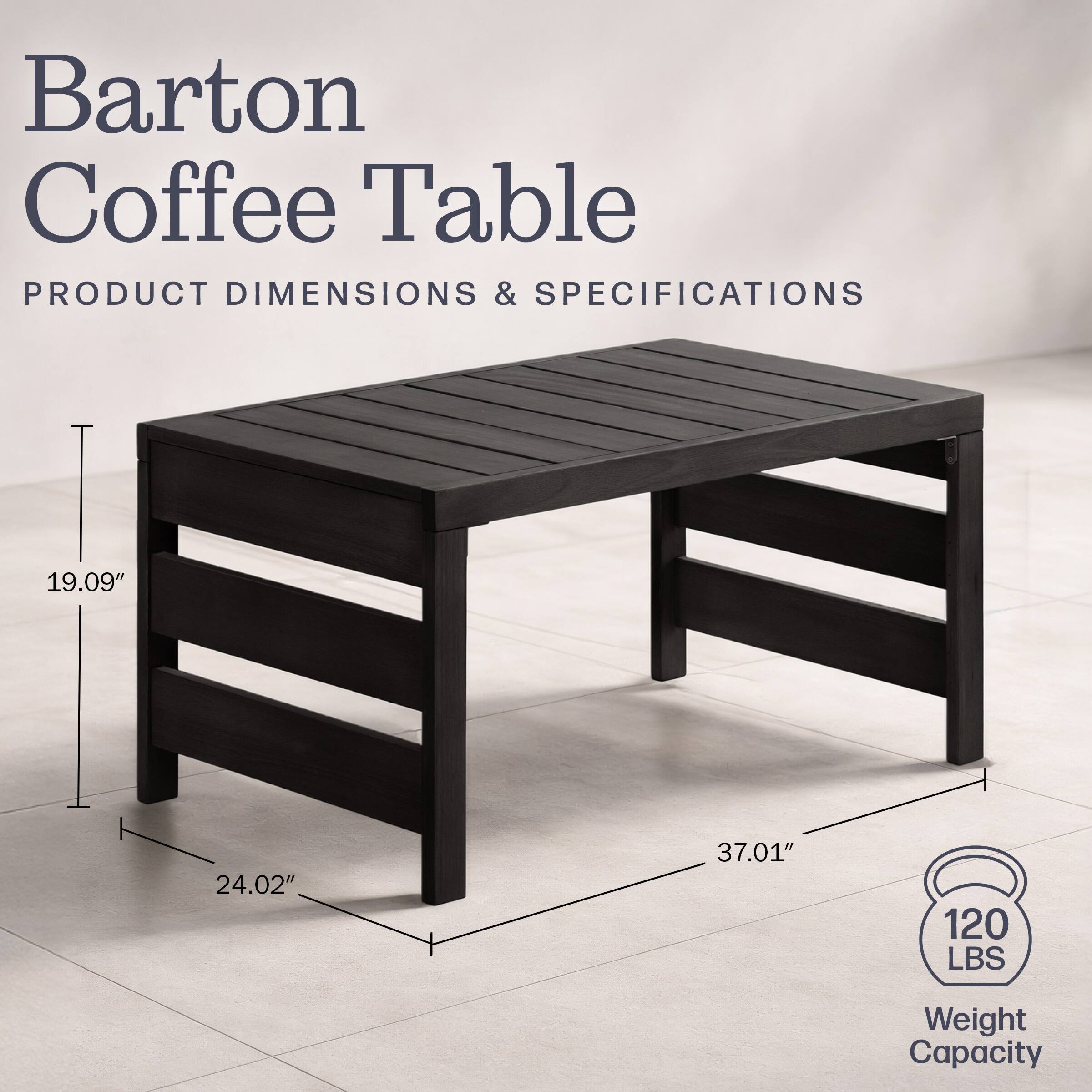 Barton Coffee Table

PRODUCT DIMENSIONS & SPECIFICATIONS

19.09" x 24.02" x 37.01"

120 LBS Weight Capacity