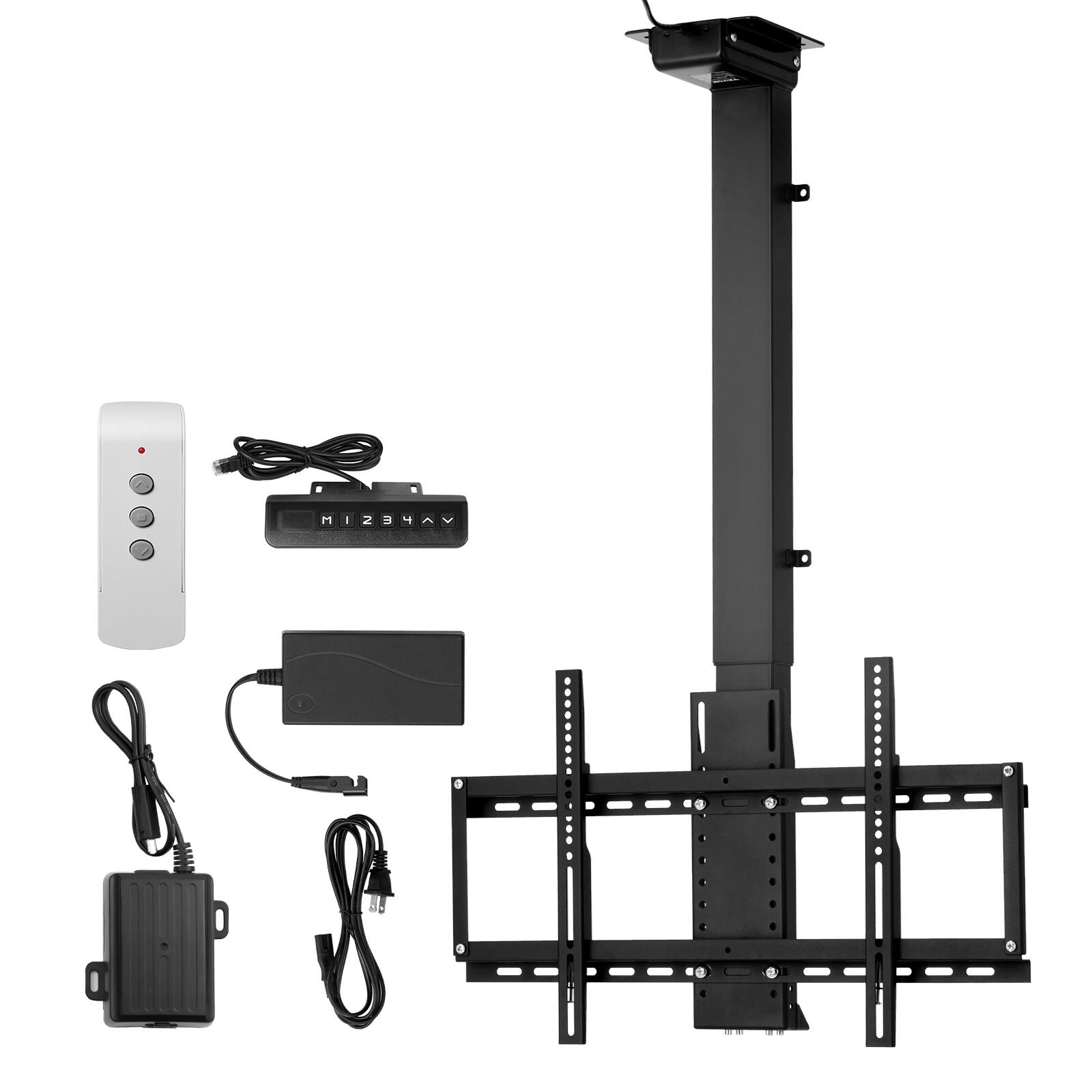 Alt View 5. VEVOR - Motorized Ceiling TV Mount, TV Wall Mount for 32 to 55 Inch TV, with Max VESA 24 x 16 in, Fits TVs Up to 120 lbs - Black.