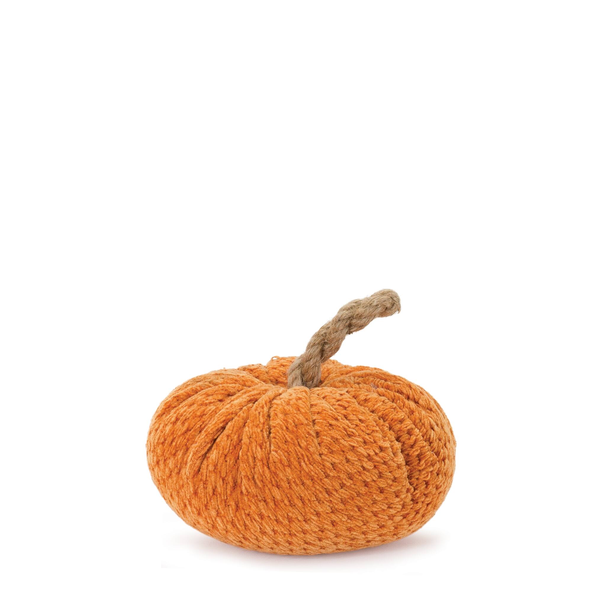 Left. BreeBe - Plush Fabric Pumpkin (Set of 2) - Orange, Brown.