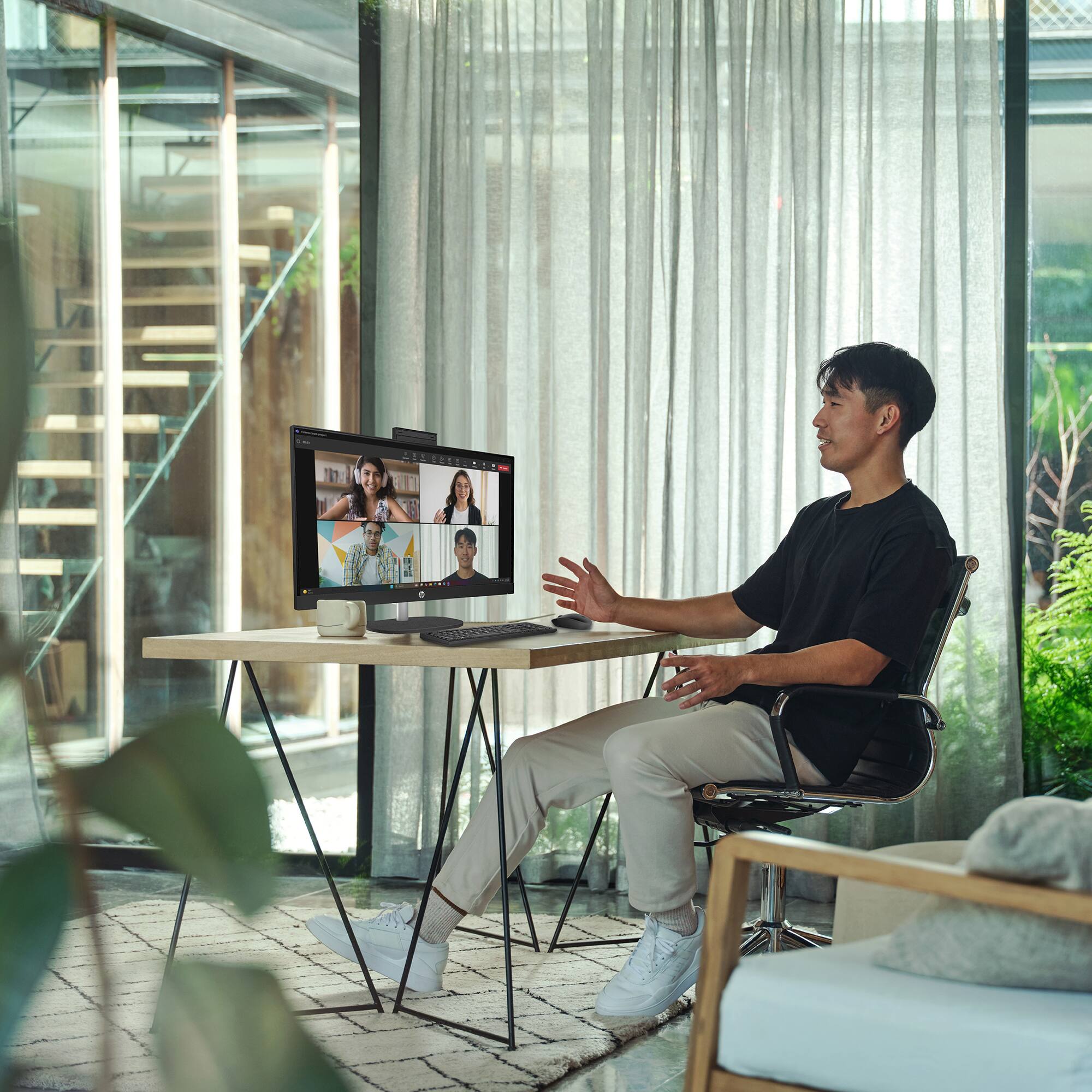 Alt View 10. HP - 27" Full HD All-in-One with Adjustable Height - AMD Ryzen 7 7730U - 8GB Memory - 512GB SSD - Jet Black.