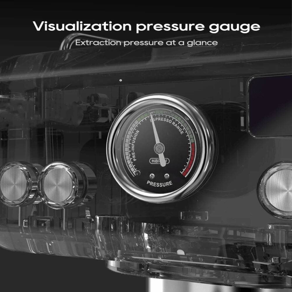 Visualization pressure gauge  
Extraction pressure at a glance  
ESPRESSO RANGE  
PRE-INFUSION  
HiBI  
PRESSURE