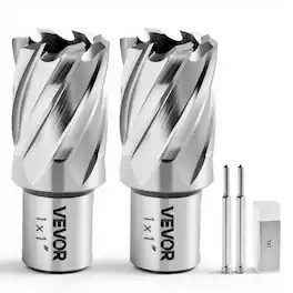 VEVOR - Annular Cutter Set, 4 pcs Weldon Shank Mag Drill Bits Kit, 1" Cutting Depth, 1" Cutting Diameter, HSS - Silver