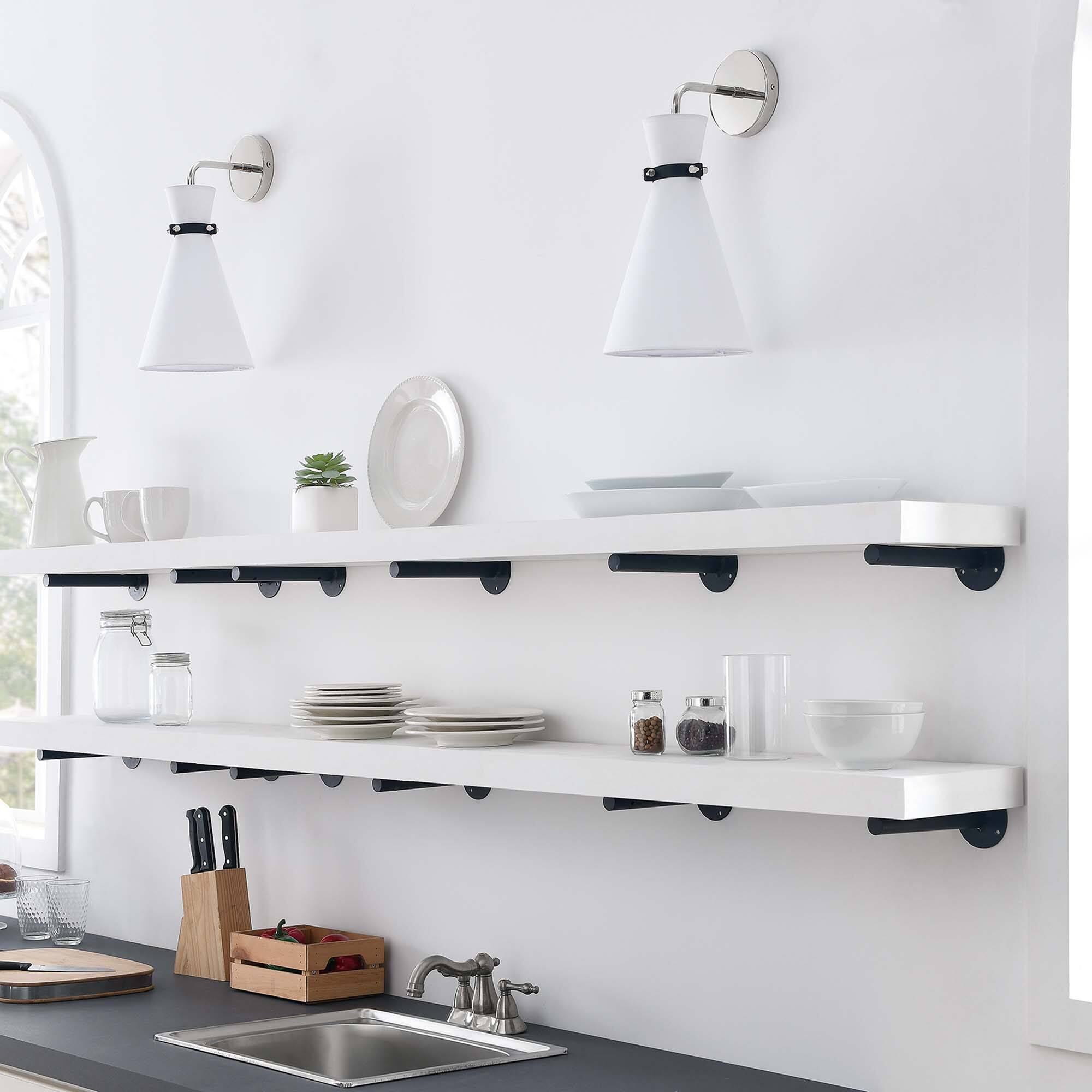 Alt View 1. Modway - Starlight 1-Light Wall Sconce by Modway - White Polished Nickel.