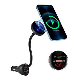 TECH SAFARI - Mag safe 15w Car Wireless Magnetic Auto alignment Air Vent Mount Holder With Dual Port Pd qc3 0 Fast Charging - Default