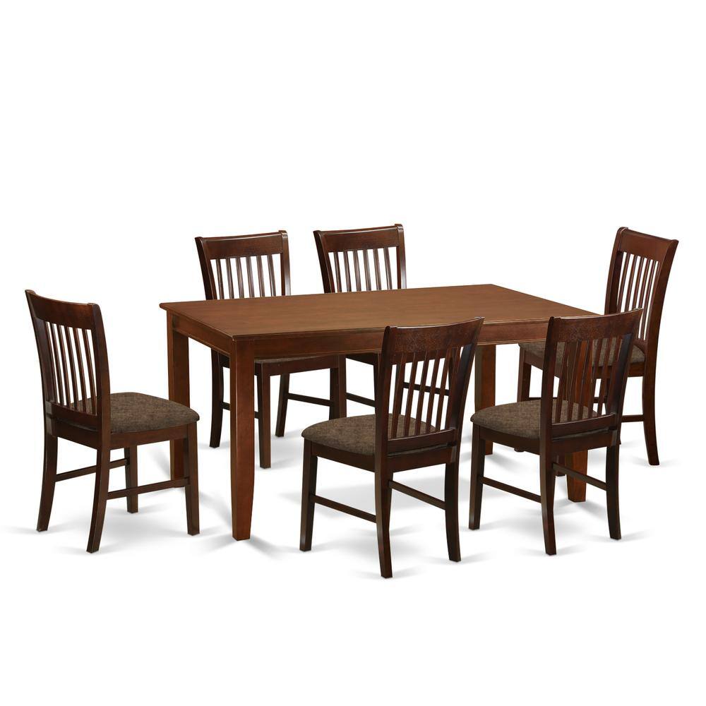 Back. East West Furniture - DUNO7-MAH-C 7 PC Dinette Table set for 6-Dinette Table and 6 dinette Chairs - Mahogany.
