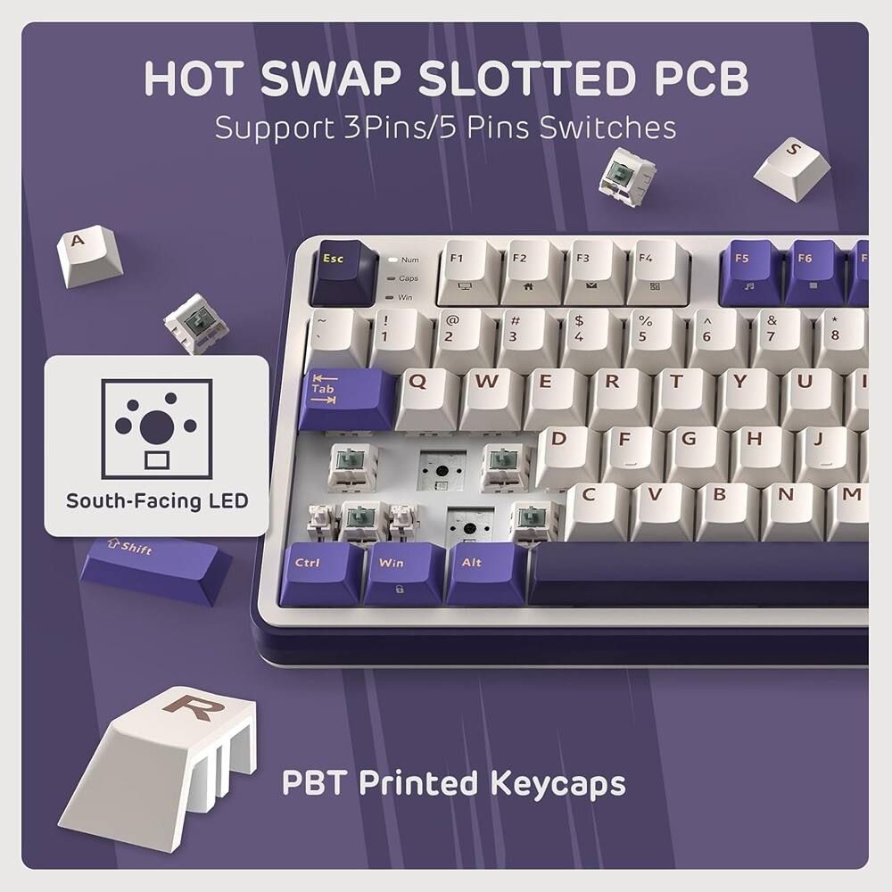 MOSZAR LLC Mechanical Keyboard w/Smart Display & Knob Purple