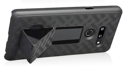 Alt View 4. Nakedcellphone - Case with Stand and Belt Clip Holster for LG G8 ThinQ Phone - Black.