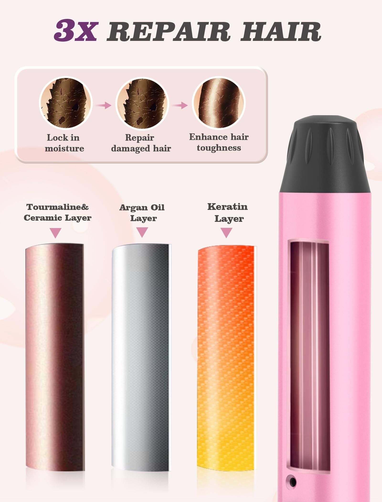 3X REPAIR HAIR

- Lock in moisture
- Repair damaged hair
- Enhance hair toughness

- Tourmaline & Ceramic Layer
- Argan Oil Layer
- Keratin Layer