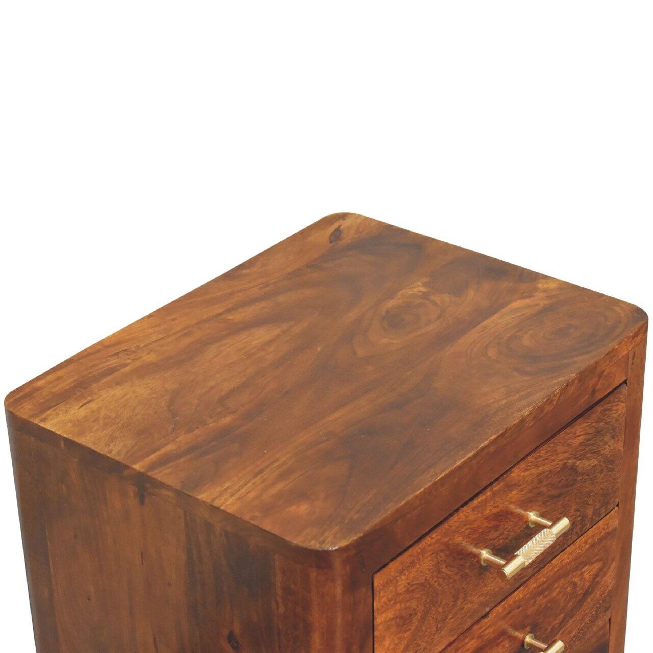 Alt View 2. Artisan Furniture - Artisan Furniture Solid Wood Luca Nightstand, 3 Drawers, Brown - Brown.