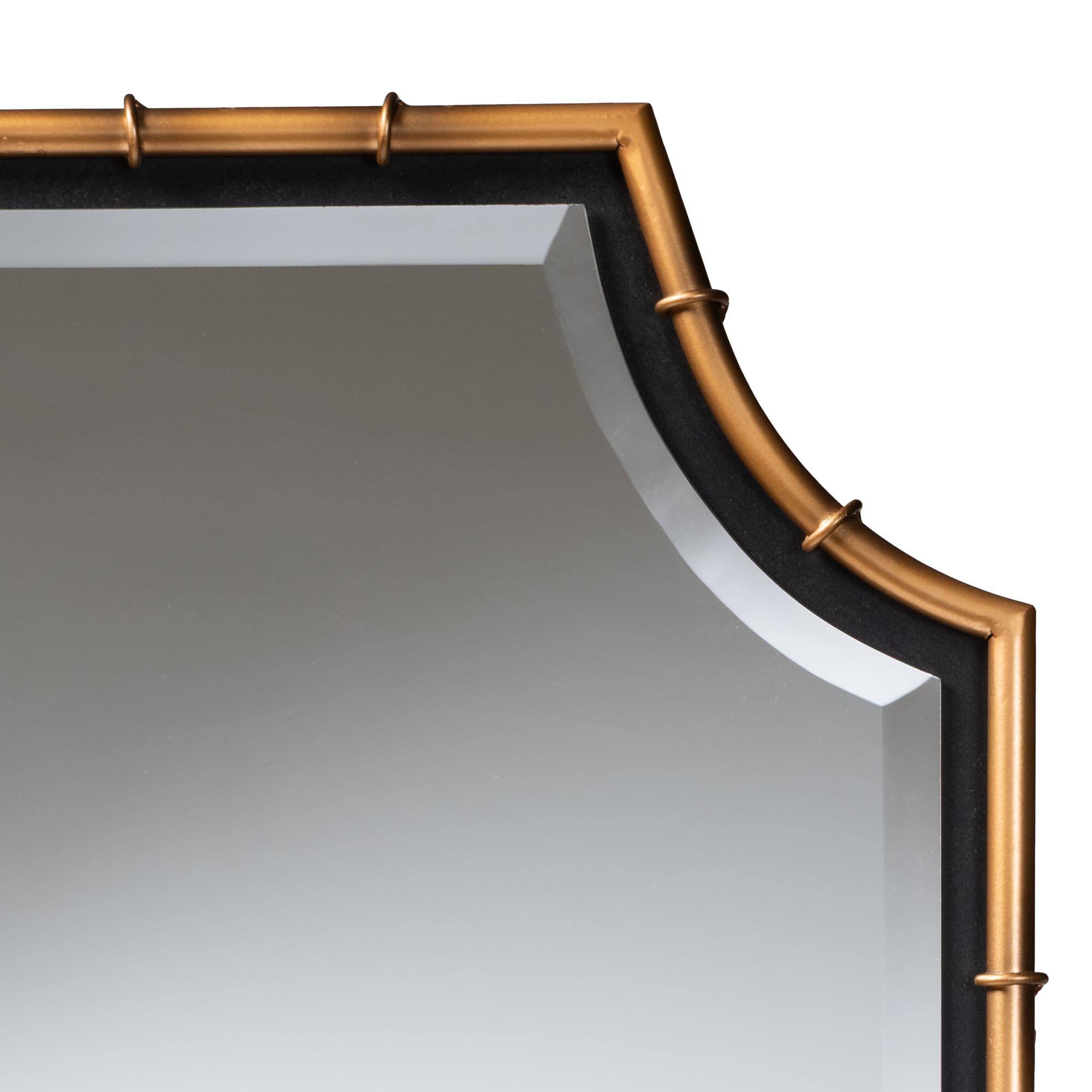 Angle. Baxton Studio - Lieven Accent Wall Mirror with Bamboo Inspired Frame - Antique Gold/Black.